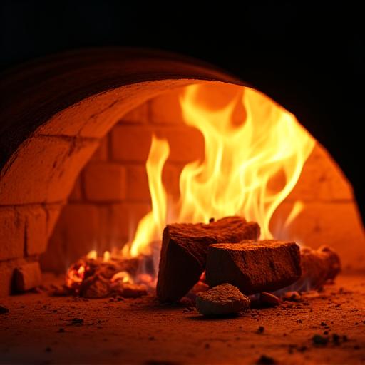 뜨겁게 달궈진 화덕 내부